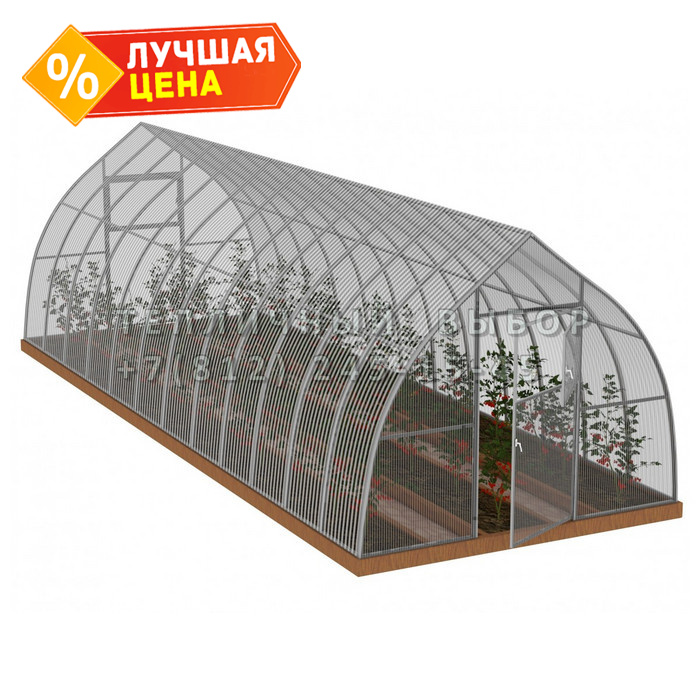 Теплица из поликарбоната Усиленная Капелька 3х10 h=2.3 м профиль 25х25 мм
