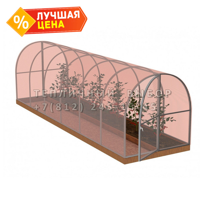 Теплица из поликарбоната-фито Арочная 1,6х6 h=1.68 м профиль 20х20 мм