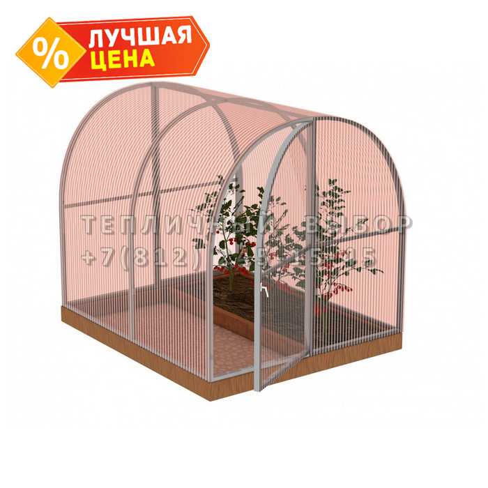 Теплица из поликарбоната-фито Арочная 1,6х2 h=1.68 м профиль 20х20 мм