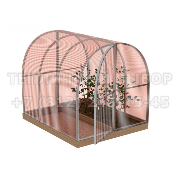 Теплица из поликарбоната-фито Усиленная Арочная 1,6х2 h=1.68 м профиль 20х20 мм