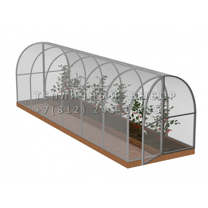Теплица из поликарбоната Арочная 1,6х8 h=1.68 м профиль 20х20 мм