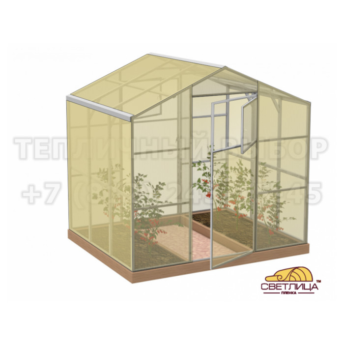 Теплица с пленкой Светлица Усиленная Домиком 2,3х2 h=2.1 м профиль 25х25 мм