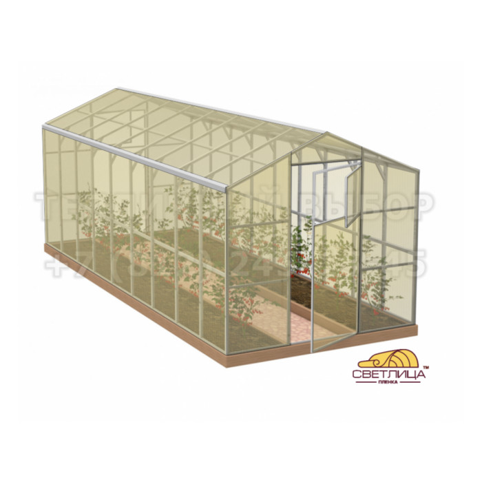 Теплица с пленкой Светлица Усиленная Домиком 2,3х6 h=2.1 м профиль 25х25 мм