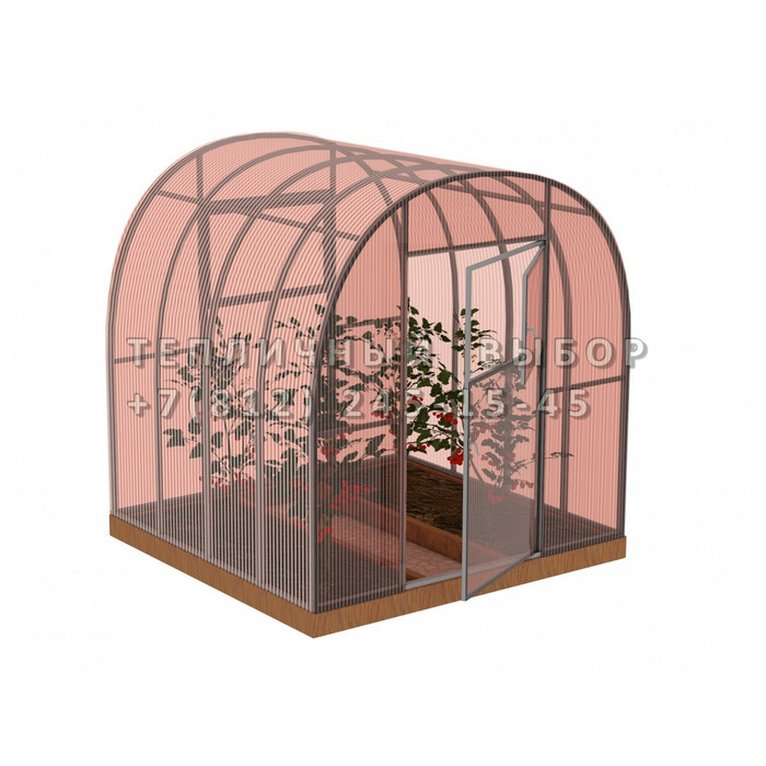 Теплица из поликарбоната-фито Усиленная Арочная 2,1х2 h=2 м профиль 25х25 мм