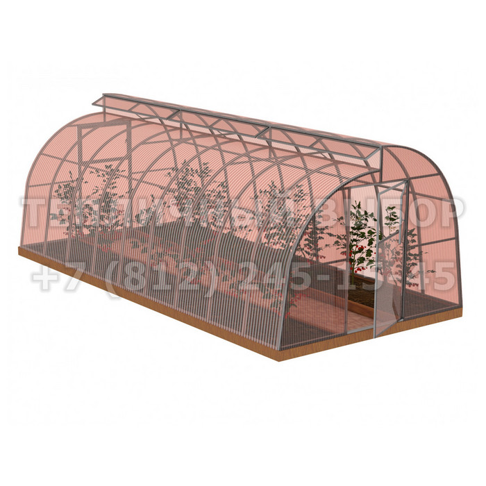 Теплица из поликарбоната-фито Усиленная По Митлайдеру 3х6 h=2.2 м профиль 25х25 мм