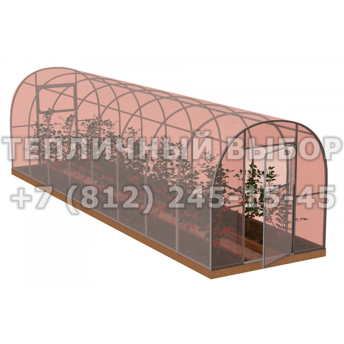Теплица из поликарбоната-фито Арочная 2,1х10 h=2 м профиль 25х25 мм