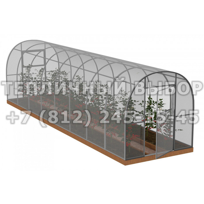 Теплица из поликарбоната Арочная 2,1х12 h=2 м профиль 25х25 мм