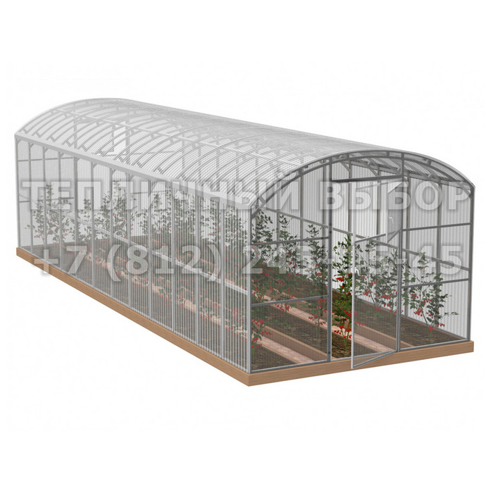Теплица из поликарбоната Усиленная Прямостенная 3х12 h=2.1 м профиль 20х40 мм