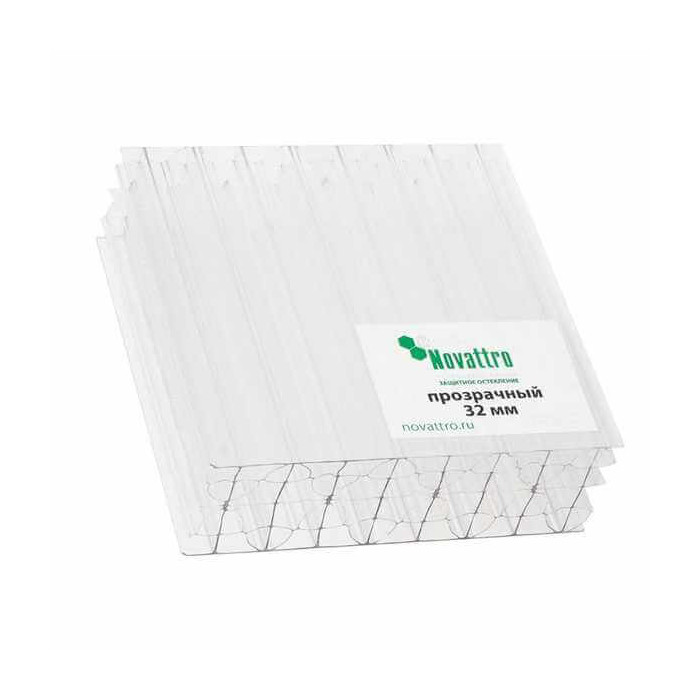 Сотовый поликарбонат 32 мм NOVATTRO прозрачный 2100х12000 мм